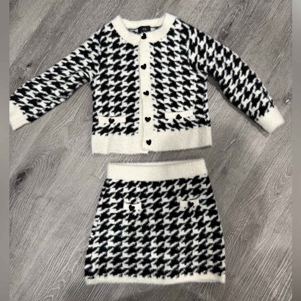River Island Girl Chic Houndstooth Cardigan and Skirt Set